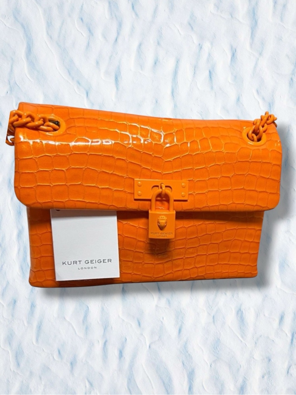 Kurt Geiger 🪢 Orange Croc-Embossed Mini Brixton Shoulder Bag